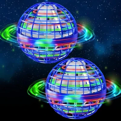 Afbeelding van semai Lot de 2 balles volantes, jouets pour garçons et filles à partir 6 ans, avec lumière LED, cadeau 12 bleu