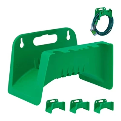 Afbeelding van Relaxdays tuinslanghouder muur set van 4 wandslanghouder kunststof slanghouder groen