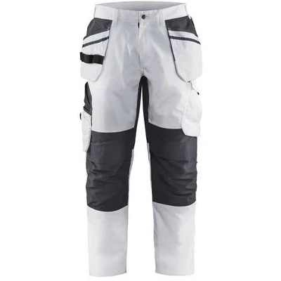 Image de Pantalon peintre stretch blanc/gris foncé, poches flottantes