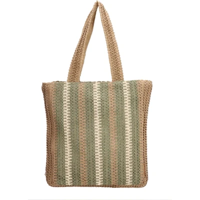 Afbeelding van PE Florence Natural Life Shopper Stripe olijf groen Damestas