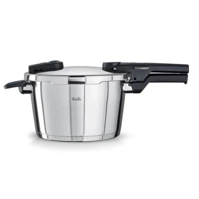Afbeelding van Fissler Vitaquick Snelkookpan (4,5 l, 22 cm) drukpan van roestvrij staal, 2 kookstanden, met stoommand, gemaakt in Duitsland, compatibel inductie