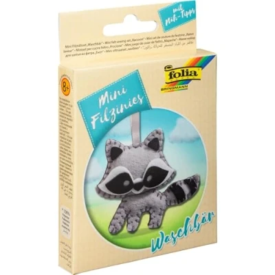 Afbeelding van folia 52908 Vilten naaiset voor kindermini Felzinie, wasbeerhanger, 12 stuks het maken van een zelfgenaaide hanger