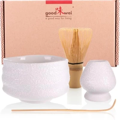 Afbeelding van Goodwei Premium matcha theeset ceremoniekom, garde en standaard (Miyuki, 80), keramiek, 430 ml