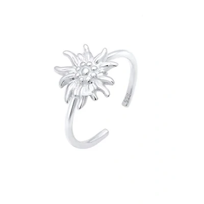 Afbeelding van Elli Edelweiss Flower Ring silvercoloured, Dames, Maat: 54, Silver coloured