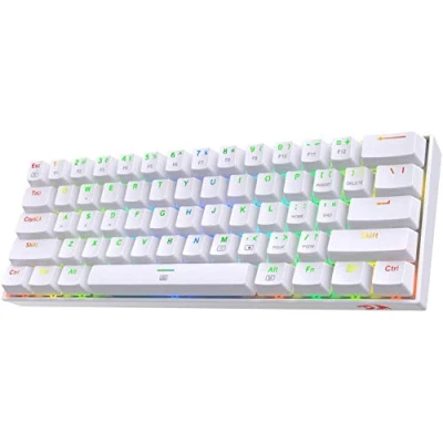 Afbeelding van Redragon K630 Dragonborn 60% RGB bekabeld gamingtoetsenbord, 61 toetsen, compact mechanisch toetsenbord met bruine touch schakelaar, Pro driverhouder, wit