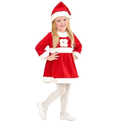 Afbeelding van Kerstmeisje jurkje rood verkleedkleding Kerst Kinderen Maat 98