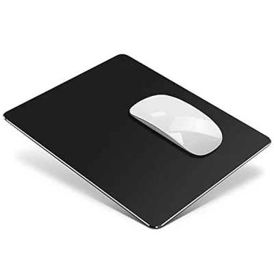 Afbeelding van VAYDEER Harde muismat, Mac dubbelzijdig design, glad en ultradun, metaal, aluminium, waterdicht, snelle nauwkeurige bediening voor games, kantoor (medium, zwart, 24 x 20 cm)