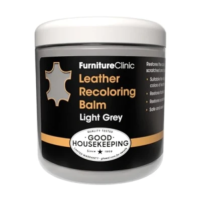 Afbeelding van Leer Balsem Kleur : Licht Grijs / Light Grey Herstel en Beschermen van Versleten Lederwaar Leather Re Colouring Balm Colour Restorer for Sofas, Repair Faded &amp; Scratched Upholstery, Car Seats, Shoes