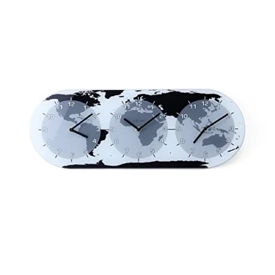 Afbeelding van NeXtime Wandklok 50 x 18.6 3.6 cm Glas Wit &#039;Mondial&#039;