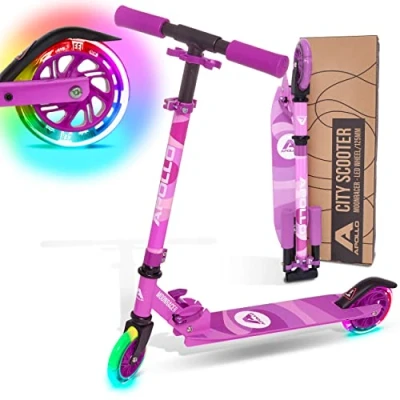 Afbeelding van Apollo Moonracer Led step, stadsstep met vering, opvouwbare step voor kinderen, kinderstep vanaf 4 jaar, sportstep, verstelbaar, perfect als kinderen