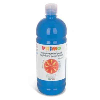 Image de PRIMO Tempes lavables pour enfants +3 ans et adultes de 1 L, couleurs à détrempe peinture haute qualité, tissu, verre, papier, loisirs