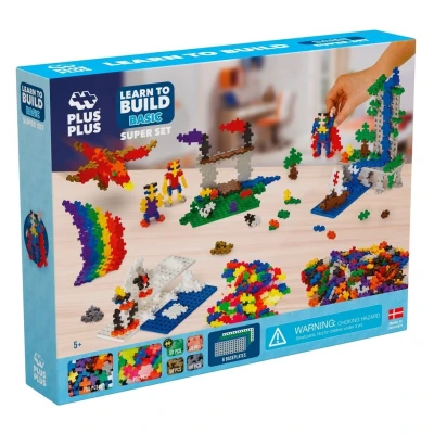 Afbeelding van Plus Learn To Build Pastel Constructiespeelgoed Super Set Met Bouwstenen 1200 Delige Bouwset Bouwspeelgoed Blauw Vanaf 5 Jaar