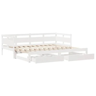 Afbeelding van vidaXL Slaapbank met onderschuifbed en lades 90x190 cm grenenhout wit