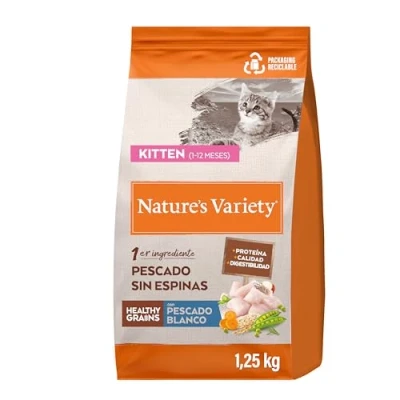 Afbeelding van 1,25kg Nature&#039;s Variety Healthy Grains Kitten witvis droogvoer voor katten
