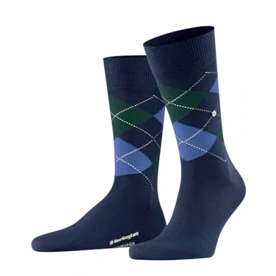 Afbeelding van Burlington Edinburgh one size, met patroon Katoen sokken heren blauw Maat 46 50