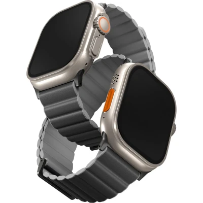 Afbeelding van Uniq Revix Premium Edition dubbelzijdig bandje voor de Apple Watch 1 / 2 3 4 5 6 7 8 9 SE Ultra (2) 42 44 45 49 mm Charcoal/Ash Grey