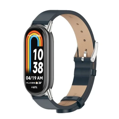 Afbeelding van PU leren bandje Donkerblauw Xiaomi Smart band 8
