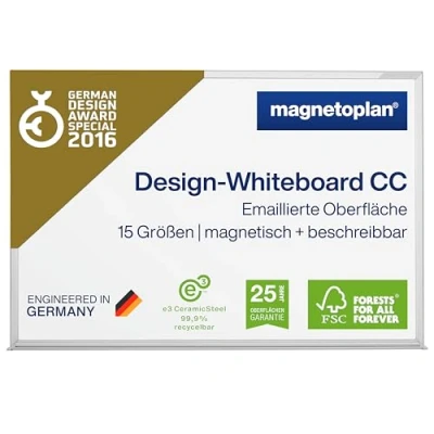 Afbeelding van Magnetoplan wit wandpaneel schrijfbord whiteboard cc archivering 90x60cm (bxh)