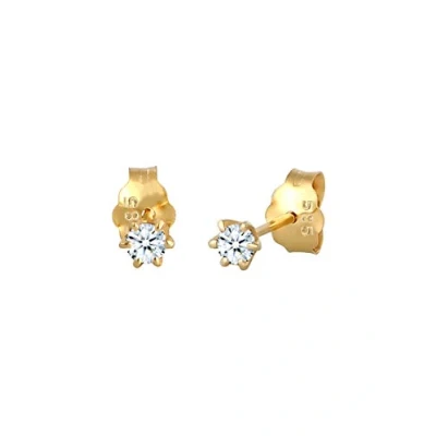 Afbeelding van Elli PREMIUM Dames Oorbellen Elegant Klassisch Diamant (0.12 ct.) 585 Gelbgold