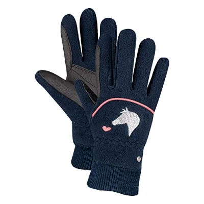 Afbeelding van ELT Fleece Kinder Rijhandschoen Lucky Giselle maat 7 9YRS navy/lucky heart
