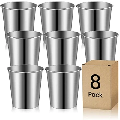 Afbeelding van roestvrijstalen bekers 260 ml, 8 stuks bierbekers, stapelbaar en draagbaar, shooting glas shooter borrelglas whisky rum