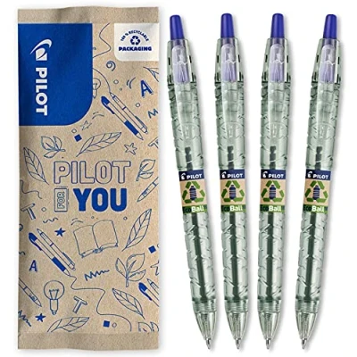 Image de PILOT Pack of 4 ECOBALL 1mm Gel ink roller ball pen Medium Begreen Blue