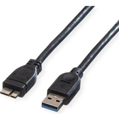 Afbeelding van ROLINE USB 3.2 Gen 1 kabel, type A m Micro M, zwart, 0,8