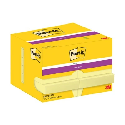 Image de 3M Post it super sticky notes repositionnables collantes 51 x 76 mm (12 pièces) jaune
