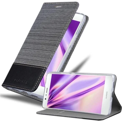Afbeelding van Cadorabo Hoesje geschikt voor Huawei P9 LITE 2016 / G9 in GRIJS ZWART Beschermhoes met magnetische sluiting, standfunctie en kaartvakje Book Case Cover Etui