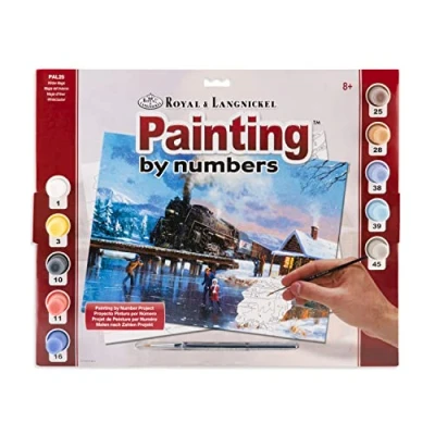 Afbeelding van Schilderen op nummer Paint by numbers Stoomlocomotief 28,6x39cm volwassenen