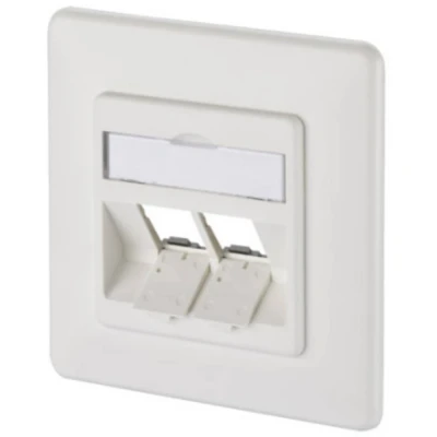 Afbeelding van Metz Connect 130B20D21002KE Netwerkdoos Inbouw (in muur) Inzet met centraalstuk en frame Zonder connectoren 2 poorten Zuiver wit (RAL 9010)