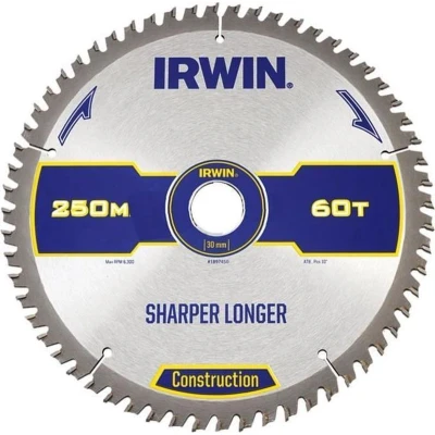 Afbeelding van Irwin Cirkelzaagblad voor Hout Construction Ø 160mm Asgat 20mm 48T 1897437