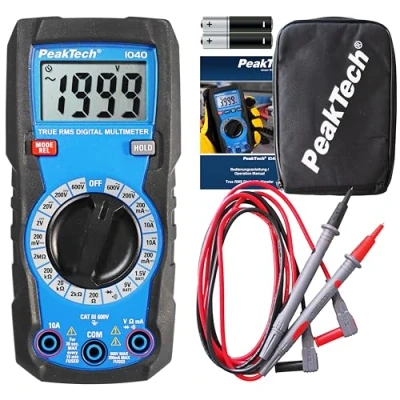 Afbeelding van PeakTech P 1040 Compacte digitale multimeter TRMS 2.000 punten, spanningstester, stroom, weerstand, capaciteit en continuïteit, 600 V CAT III