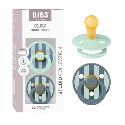 Afbeelding van BIBS Studio Colour Fopspenen 2 Stuks Size 1 Block Nordic Mint/ Petrol
