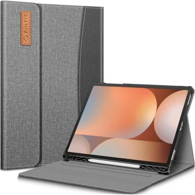 Afbeelding van Fintie beschermhoes voor Samsung Galaxy Tab S9 FE Plus/Tab Plus 12,4 inch 2023 tablet, met meerdere hoeken, S penhouder en documentenvak, donkergrijs