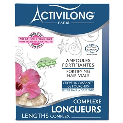Afbeelding van ACTIVILONG Lengtecomplex versterkende ampullen herstelt en revitaliseert broos of gespleten haar met plantaardige extracten zonder parabenen siliconen gemaakt in Frankrijk 4 x 10 ml