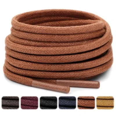 Afbeelding van Stepace Ronde veters, gewaxt, 2 paar, 6 kleuren, diameter 2,5 3 mm, Bruin