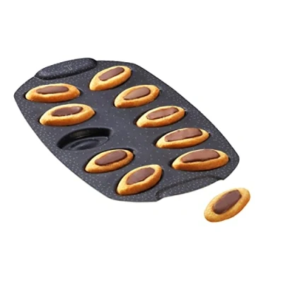 Afbeelding van Tefal PerfectBake J5734202 taartvorm, 10 bakjes, antiaanbaklaag, gerecycled en recyclebaar aluminium, goudkleurig, gemaakt in Frankrijk,