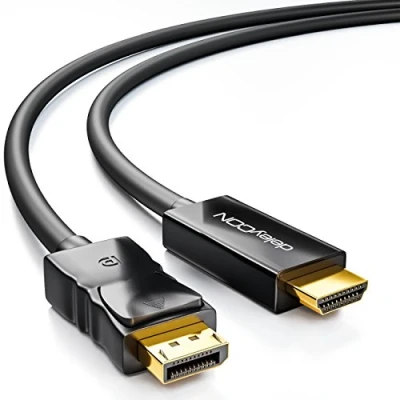 Afbeelding van deleyCON kabel DisplayPort naar HDMI High Speed HDCP 3D Full HD 1080p 4K UHD audio overdracht stekker DP mannelijke zwart, 1 m