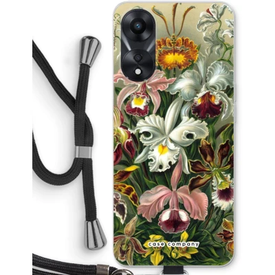 Afbeelding van Case Company® hoesje met Koord geschikt voor Oppo A58x Haeckel Orchidae Telefoonhoesje Zwart Bescherming aan alle Kanten en Over de Schermrand