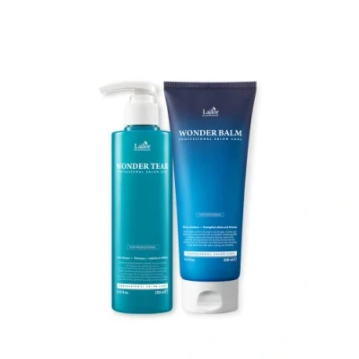 Afbeelding van Lador Wonder Balm 200 ml + Tear 250 haarbehandeling 100 seconden hydraterende eiwitten klinische behandeling voedt krullen voeding oplossing stimuleert haarfollikels
