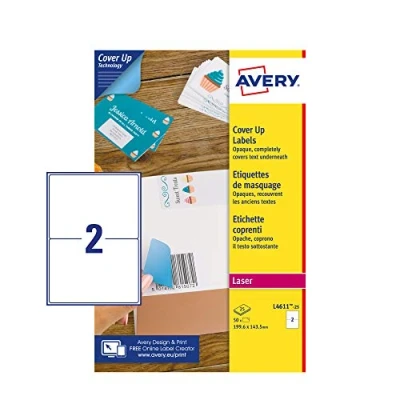 Afbeelding van BlockOut™ 199,6 x 143,5 mm, 2 etiketten per vel, laserprinter, 25 ff