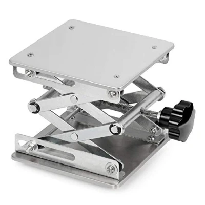 Afbeelding van stonylab Lab Schaarjack, 150 x mm Roestvrij Staal Laboratorium Ondersteuning Jack platform Lift Stand Tafel van 75 tot 260 mm, Gewicht 10 KG