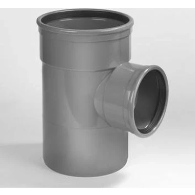 Afbeelding van Dyka T stuk met 2x mof en 1x spie 90 manchetverbinding klasse 41 PVC grijs keurmerk BRL52100/BRL52200 125 x 110mm