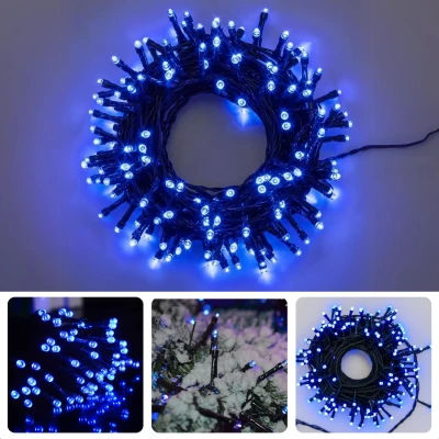Afbeelding van Cheqo® Kerstverlichting Kerstboomverlichting Kerstlampjes Blauw LED Lichtsnoer 80 LED&#039;s 6 Meter Blauwe Buitenverlichting Waterdicht en Energiezuinig