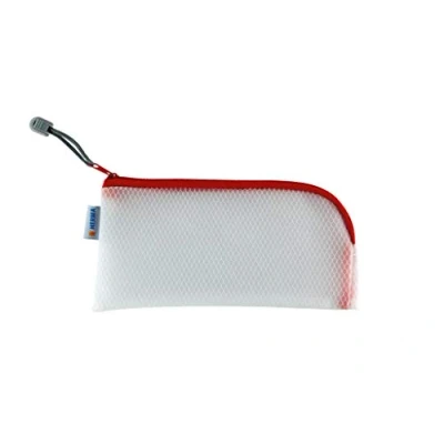 Image de HERMA 20002 pochette zippée étui de voyage (23 x 11 cm) petite transparente à fermeture zip pour portable, câble chargement, produits cosmétiques, crayons, clés, trousse toilette, rouge