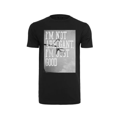 Afbeelding van Mister Tee I&#039;M NOT Arrogant JUST GOOD Tshirt print, Heren, Maat: Large, Black