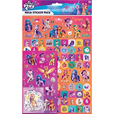 Afbeelding van My Little Pony Mega Stickerset, officieel gelicentieerd product, drie soorten stickers (ca. 381 cm in totaal), herbruikbaar op niet poreuze oppervlakken, ideaal voor meisjes