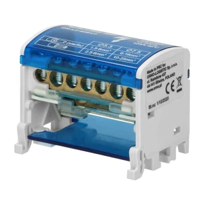 Afbeelding van Orno LZ 8201 verdeelblok 80 500 A voor DIN rail of elektrisch bord met uitgangs en ingangsklemmen (7 draden)