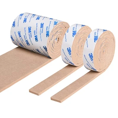 Afbeelding van Vicloon Vilt, zelfklevend, 120 cm, antislip, viltglijders3 rollen vrij gesneden in elke grootte, beschermt je meubels en houten vloeren, viltrol (120 x 10 1 + 2 cm*2)